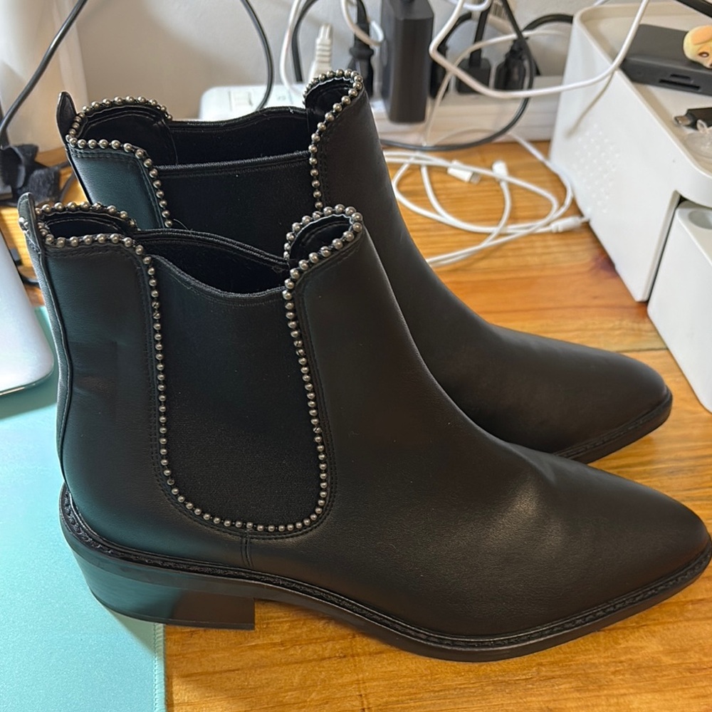 Coach Black Ankle Booties with Elastic Panels and Low Heel 10B
